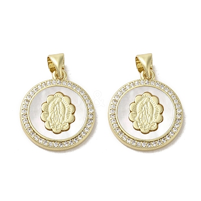 Brass Micro Pave Clear Cubic Zirconia Pendants KK-I708-03C-G-1
