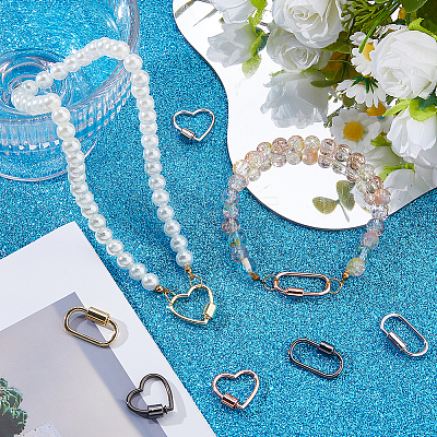 8Pcs 2 Styles 4 Colors Alloy Screw Carabiner Lock Charms FIND-DC0008-31B-1