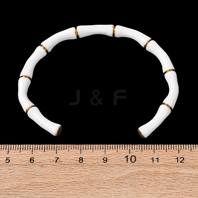 304 Stainless Steel Enamel Cuff Bangles for Women BJEW-G780-01G-1