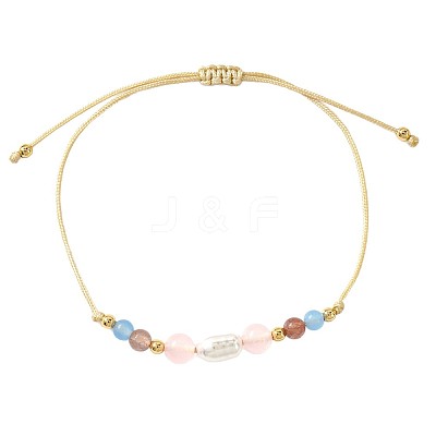Natural Gemstone & Imitation Pearl Beaded Bracelet UH6167-1