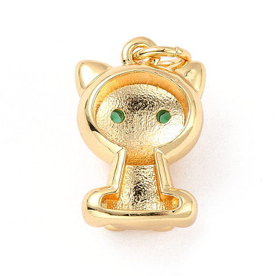 Rack Plating Brass Micro Pave Cubic Zirconia Pendants ZIRC-C035-04G-1