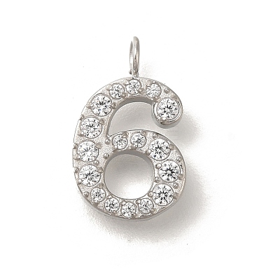 304 Stainless Steel Micro Pave Cubic Zirconia Pendants STAS-H228-01P-06-1
