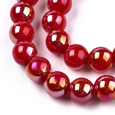 Electroplate Opaque Glass Beads Strands X-GLAA-T032-P6mm-AB04-1