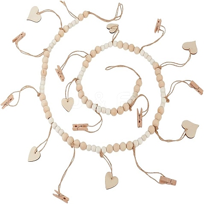 Heart Wooden Beads Hanging Clips HJEW-GO00067-1