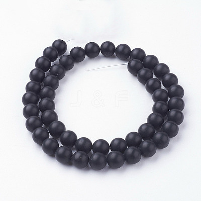 Natural Black Agate Bead Strands G-G735-60F-8mm-A-1