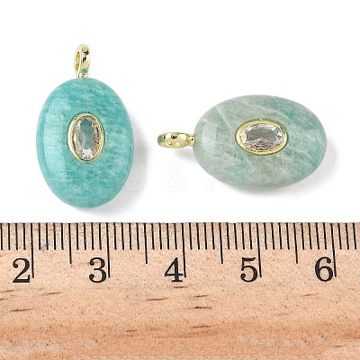 Natural Amazonite & Cubic Zirconia Pendants G-Z076-01G-15-1