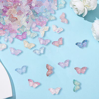 200Pcs Transparent Spray Painted Glass Beads GLAA-PA0001-14-1