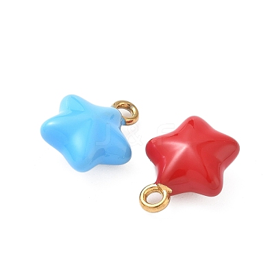 304 Stainless Steel Enamel Star Charms STAS-I346-51G-1
