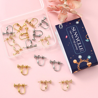 18Pcs 3 Colors Brass Clip-on Earring Findings KK-SC0006-61B-1