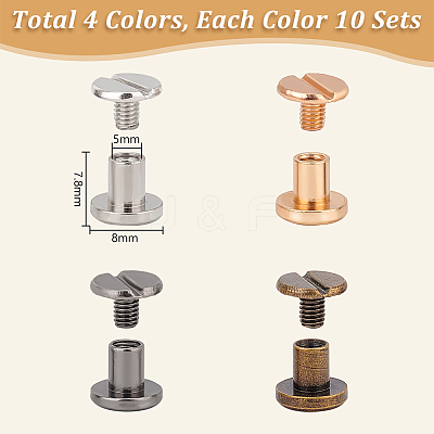 40Sets 4 Colors Alloy Screw Clasps BUTT-PH0001-30A-1