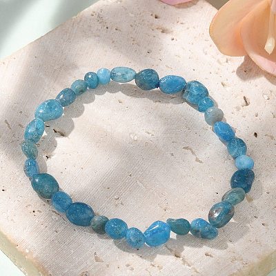 Natural Apatite Bead Stretch Bracelets BJEW-K213-40-1
