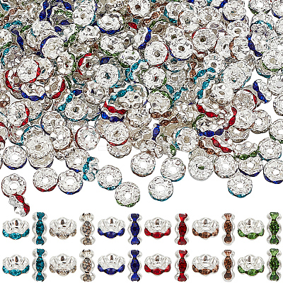 400Pcs Brass Acrylic Rhinestone Spacer Beads RB-SP0001-09A-1