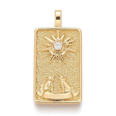 Brass Micro Pave Clear Cubic Zirconia Pendants X-ZIRC-Z004-01Q-1