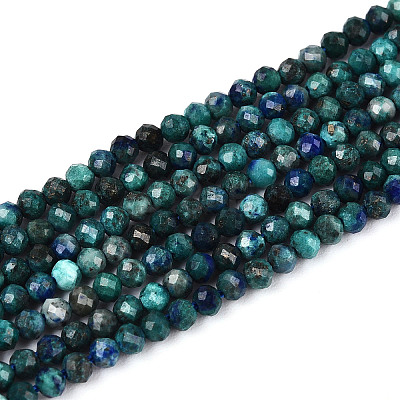 Natural Chrysocolla and Lapis Lazuli Beads Strands G-T143-15-1