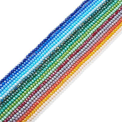 17 Strands 17 Colors Electroplate Glass Beads Strands EGLA-TA0013-43-1