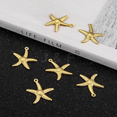 Starfish/Sea Stars Brass Pendants KK-L134-11G-1