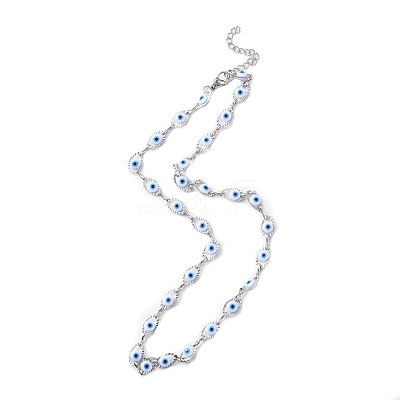 Evil Eye Plastic Link Chain Necklace NJEW-H169-03P-01-1