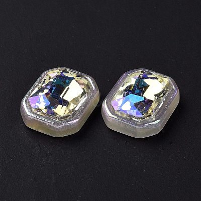 Rainbow Iridescent Plating Acrylic Cabochons X-OACR-E011-08-1