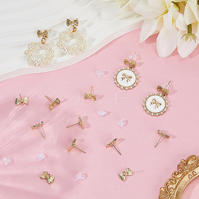 60Pcs Bowknot Alloy Stud Earring Findings FIND-BBC0004-63A-1