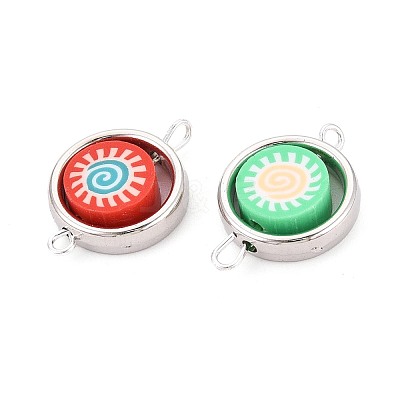 Polymer Clay Beads with CCB Plastic Frame Connector Charms CLAY-T022-35M-03-1