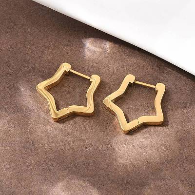 3304 Stainless Steel Star Hoop Earrings EJEW-P324-02G-1
