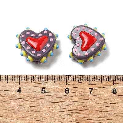 Painted Glass Beads Bumpy Beads Heart X-LAMP-V001-07A-1