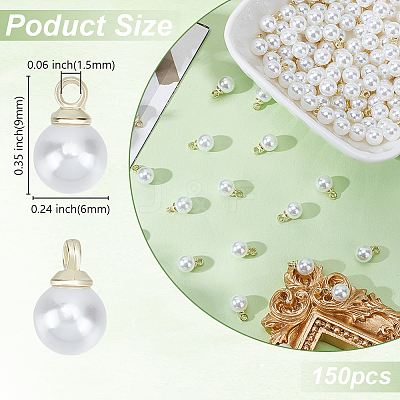 150Pcs ABS Plastic Imitation Pearl Pendants SACR-HY0001-10-1