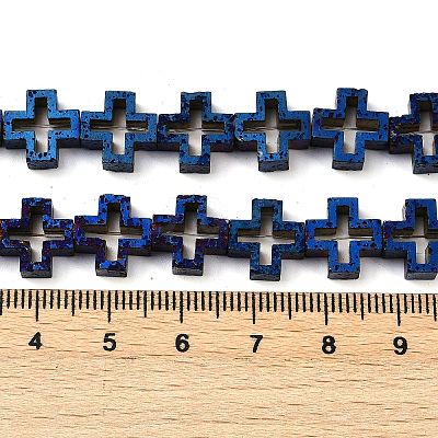 Electroplated Natural Lava Rock Beads Strands G-K388-02A-1