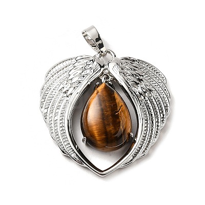Natural Tiger Eye Teardrop Pendants KK-K331-02P-06-1