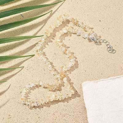 Natural Supper 7 Rutilated Quartz Chip Beaded Necklaces for Men Women NJEW-G159-01H-1