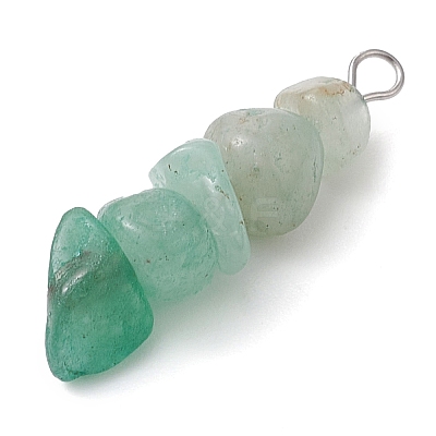 Gradient Color Natural Green Aventurine & Natural Prehnite & Natural Malachite Chip Beaded Pendants PALLOY-JF02791-05-1