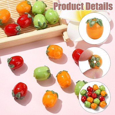 15Pcs 3 Colors Handmade Lampwork Enamel Beads LAMP-CJ0003-15-1