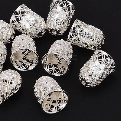 Apetalous Hollow Bell with Flower Brass Bead Caps KK-TA0003-01S-1