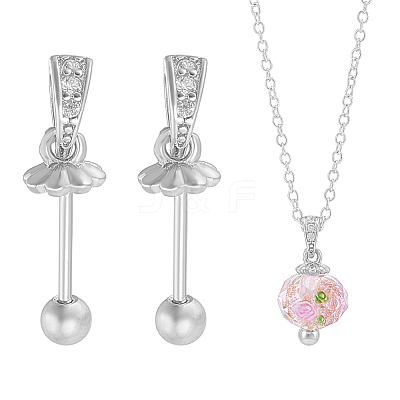 2Pcs Rhomdium Plated Sterling Silver Pendant Bails STER-BC0003-15-1