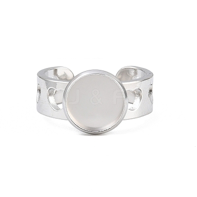 Hollow Heart 304 Stainless Steel Cuff Ring Components SA-CBA82C8-02B-P-1