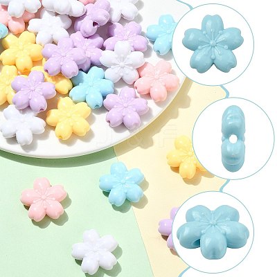 40Pcs 5 Colors Opaque Acrylic Beads OACR-FS0002-85-1
