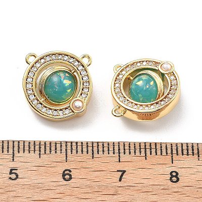 Rotatable Brass Micro Pave Cubic Zirconia and Resin Charms KK-B129-21G-1