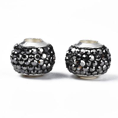 Handmade Polymer Clay Rhinestone European Beads RB-N053-001-04-1