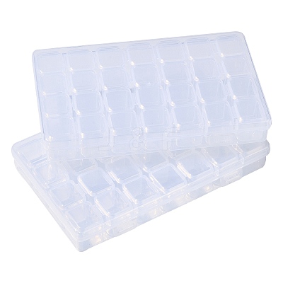 2Pcs Transparent Plastic 28 Grids Bead Containers CON-CJ0001-20-1