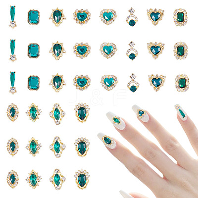 48Pcs 12 Styles Alloy Rhinestone Cabochons MRMJ-TA0001-45A-1