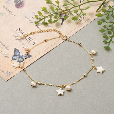 Brass Cable Chain Anklets AJEW-AN00328-1