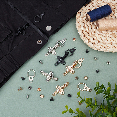 6 Sets 6 Colors Alloy Interlocking Clasps for Coat Down Jacket Sewing Accessories FIND-BC0014-21A-1