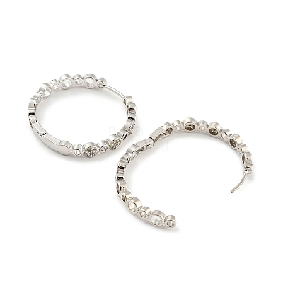 Brass with Cubic Zirconia Hoop Earrings EJEW-G363-14P-1