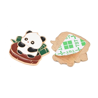 Panda with Bamboo Alloy Enamel Cabochons AL-CBA1A6F-06KCG-B-1