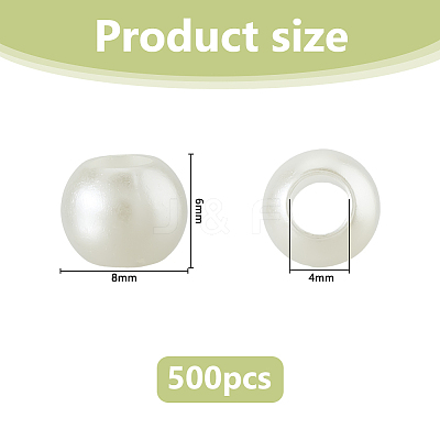 500Pcs Imitation Pearl Acrylic European Beads OPDL-DC0001-02-1