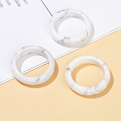 Natural Howlite Plain Band Finger Rings PW-WG26698-12-1