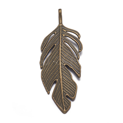 Tibetan Style Alloy Leaf Big Pendants X-PALLOY-A15448-AB-1
