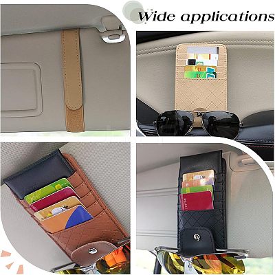 3Pcs 3 Colors Imitation Leather Car Sun Visor Organizers AJEW-FH0002-74-1