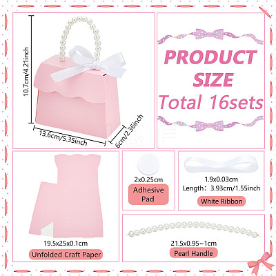 Trapezoid Paper Gift Box with Plastic Imitation Pearl Handles CON-WH0092-65B-1