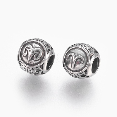 316 Surgical Stainless Steel European Beads STAS-P212-18P-07-1